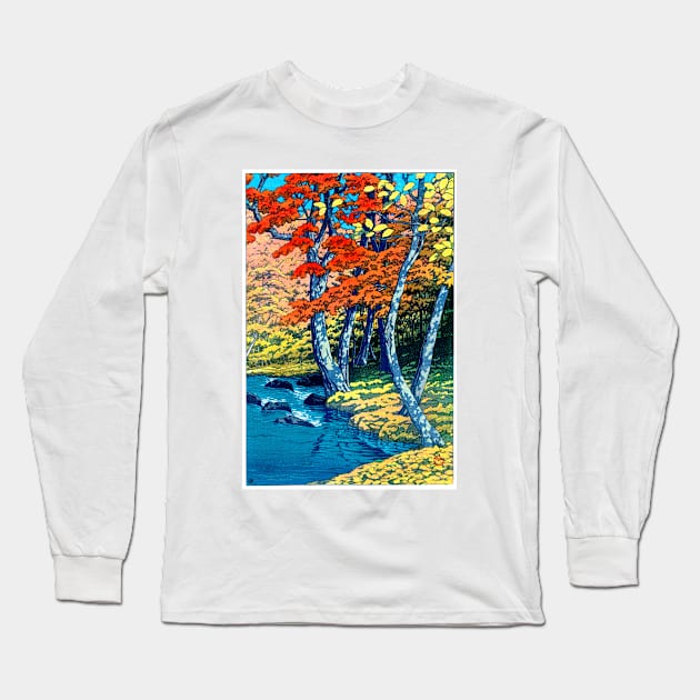 Autumn in Oirase, Japan 1933 Kawase Hasui Long Sleeve T-Shirt by rocketshipretro